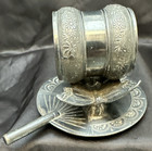 Antique Silverplated Napkin Ring W  Butterflies   Fan  209 Meriden Britannia