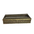 Vintage Hollywood Regency Brass Tissue Box Gold Tone Cherubs Filigree