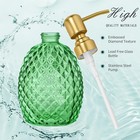12oz Green Glass Soap Dispenser With Gold Rust Proof Stainless Steel Pump