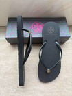 Nwob Tory Burch Monogram Flip Flops  size 9  Rubber Thong Sandals Black