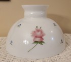 Vintage Milk Glass Lamp Shade Pink Roses Floral 10 Inch Fitter