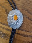 Vintage Style German Silver Daisy Flower Bolo Tie Western Cowboy Necktie