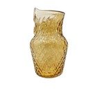 Vtg Mcm Amber Art Glass Owl Vase Honeycomb 7 5  Hand Blown Mid Century Modern