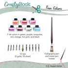 Craftybook Calligraphy Pens For Writing - 12 Nibs With 7 Dip Pen Ink Colors