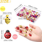 60 Pieces Tiny Resin Bees Ladybugs Decors  Including 30 Pcs Resin Bumblebees Emb