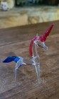 Vintage Hand Blown Glass Unicorn Figurine Pink Blue 3 In