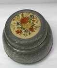 Vintage Musical Powder Box Aluminum Metal Flower Tin Trinket Music Vanity Works