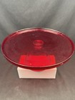 Ruby Red Glass Inverted Pedestal Cake Plate Stand Vtg Retro Kitchen Holiday 12in