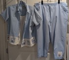Vintage Y2k Classic Elements Xl Blue Embroidered Capri Pant Set Cotton - 1027