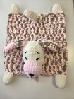 Handmade Crochet Dog Lovey Security Blanket Plush Baby Toy  Pink White Gray