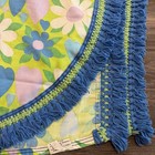 Vintage Retro Twin Coverlet Bedspread   Flat Sheet Flower Power Green Blue Daisy
