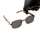 Vintage Woodgrain Gold Frame Black Tint Lens Men s Hip Hop Pilot Sunglasses