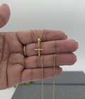 Gold Cross Necklace  Tiny Cross Necklace  14k Gold Plated  1mm Box Chain
