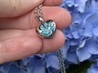 Tiny Cremation Jewelry Pendant Urn For Ashes Pet Dog Cat Blue Crystal Paw Print