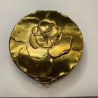 Vintage Evans 1930 s Art Deco Gold Tone Mesh Powder Compact Raised Rose Design