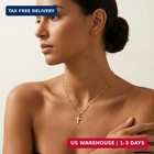 18k Gold Plated Cross Necklace For Women Dainty Minimalist Christian Jewelry