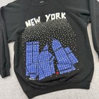 Vintage New York City Crewneck Sweatshirt 80s Black Raglan Nyc Skyline Womens M