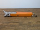 Vintage - Ekco Can   Bottle Opener Keychain W  Flip Out Corkscrew  Orange Handle