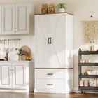 Modern Kitchen Pantry Cabinet Farmhouse Storage Cabinet With Barn Doors  drawers
