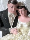 1940 1950 Wedding Cake Topper Vintage Chalkware Bride Groom