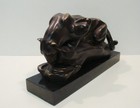 Statue Sculpture Cougar Wildlife Art Deco Style Art Nouveau Style Bronze Signed