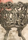 Vtg Ornate Iron Plant   Vase   Cup Holders Footed Grapes Handles Garden Decor