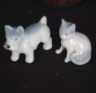 Vintage Dog   Cat Blue   White Porcelain Miniatures Japan Siamese   Terrier Euc