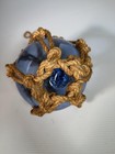 Vintage Japanese Blue Glass Fishing Float Nautical Rope Net Buoy Ball Decor 6 