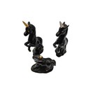 Set Of 3 Vintage 1990s Porcelain Unicorn Figurines Black And Gold