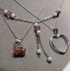 3 Pc Lot Solid Sterling Silver Pendant Necklaces Pearl Cubic Zirconia 16 4 Grams