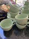 Vintage Lot Used Coventry Sage Mint Green Microwave dishwasher Safe Saucers Cups