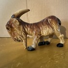 Brown   Tan Glazed Ceramic pottery Goat Figurine With Black Hooves  119 