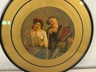 Vtg Antique Victorian Framed Flue Cover W  Man Playing Accordion Woman Singing