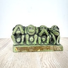 Vintage 1968 Cal Themes 4 Wise Monkeys See Hear Speak Have No Fun Chalkware Read
