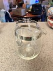 Vintage Silver Banded Glass Cocktail Martini Pitcher W applied Handle 6    X 3   