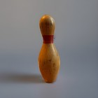 Wood 1950   s Ten-pin Bowling Pin -  7 Inches Beige   Red Red Stripe Design