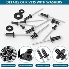 860pcs Pop Rivet Assortment Kit  Black Rivets 3 32 -3 16  11 Sizes With Washe   