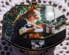 Vintage Hand Painted Trinket Ring Box Vicorian Girl Painting Home Decoration 