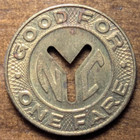 New York City Transit Authority Nyc Subway 16mm Good For One Fare Transit Token