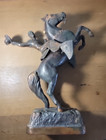 Vintage Bronzed Cowboy On Rearing Horse