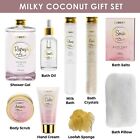 Beauty And Bath Gift Set - Home Spa Gift Basket With Milky Coconut  Vitamin E