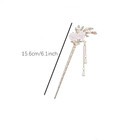Rhinestone Pearl Flower Hair Stick  2pc Chinese Tassel Hairpins  Vintage Crystal