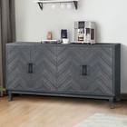 Stronger Vintage Style Buffet Cabinet Lacquered Accent Storage 4 Door Wooden Cab
