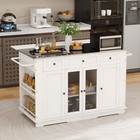 60    Kitchen Island Large Rolling Islands With Storage Drawer Cabinet On Wheels