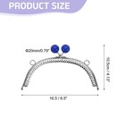 Metal Purse Frame  16 5cm 6 5  Beads Silver Kiss Lock Clasp  Dark Blue