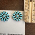 Native American Navajo Indian Cluster Post Blue Turquoise Earrings Zuni  f