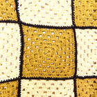 Hand Crocheted Granny Square Harvest Gold Afghan 43 X 43 Blanket Throw Retro