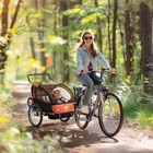 2-seat Kid Bicycle Trailer With Windows And Canopy Coupler Attachment  Orange