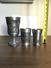 3 Vintage German Zinn Pewter Cups  4       4 -1 4      And 7    Tall 