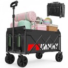 Black Small Collapsible Wagon Cart  Lightweight Portable Foldable Wagon With